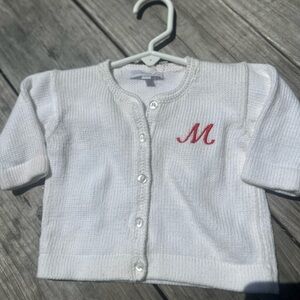 Vintage Baby Knit‎ Embroidered Caridgan | "M" monogram | 100% Peruvian Cotton